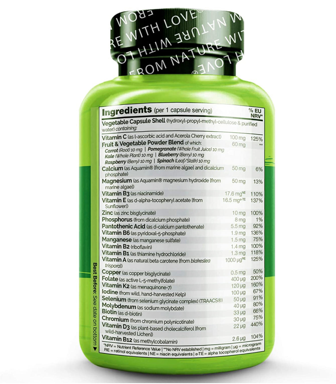 120pc NATURELO One Daily Multivitamin for Men - with Natural Food-Based Vitamins, Fruit & Vegetable Extracts