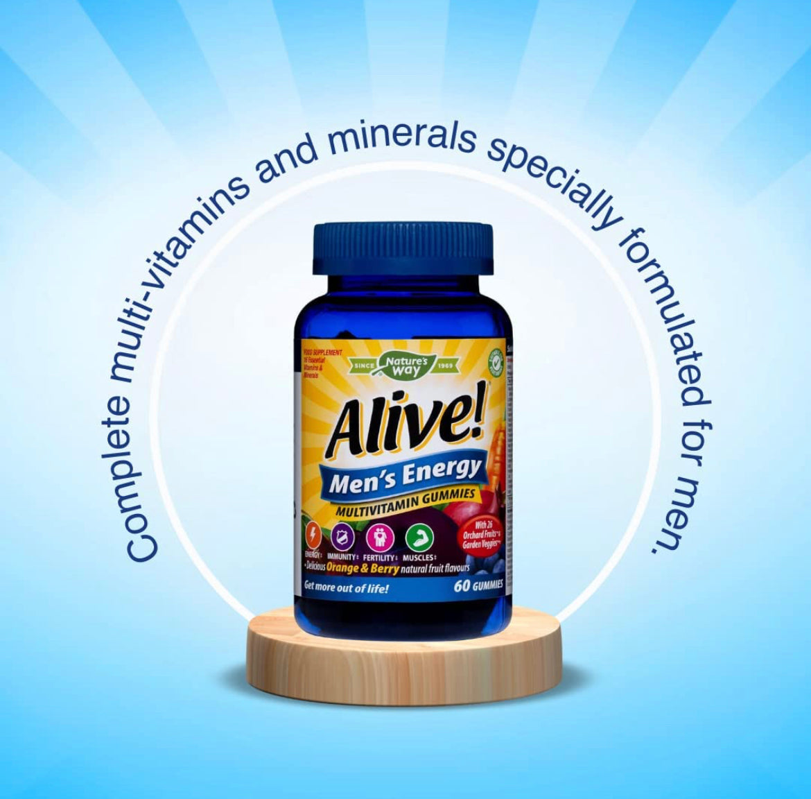 Alive! 60pc package Men's Energy Soft Jell Multivitamins | 60 Chewable Gummies