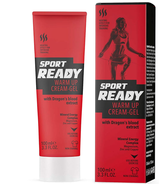 SPORT READY Warm up Cream-Gel - Heating Effect for Intensive Training, Non-Staining Formula (100ml)