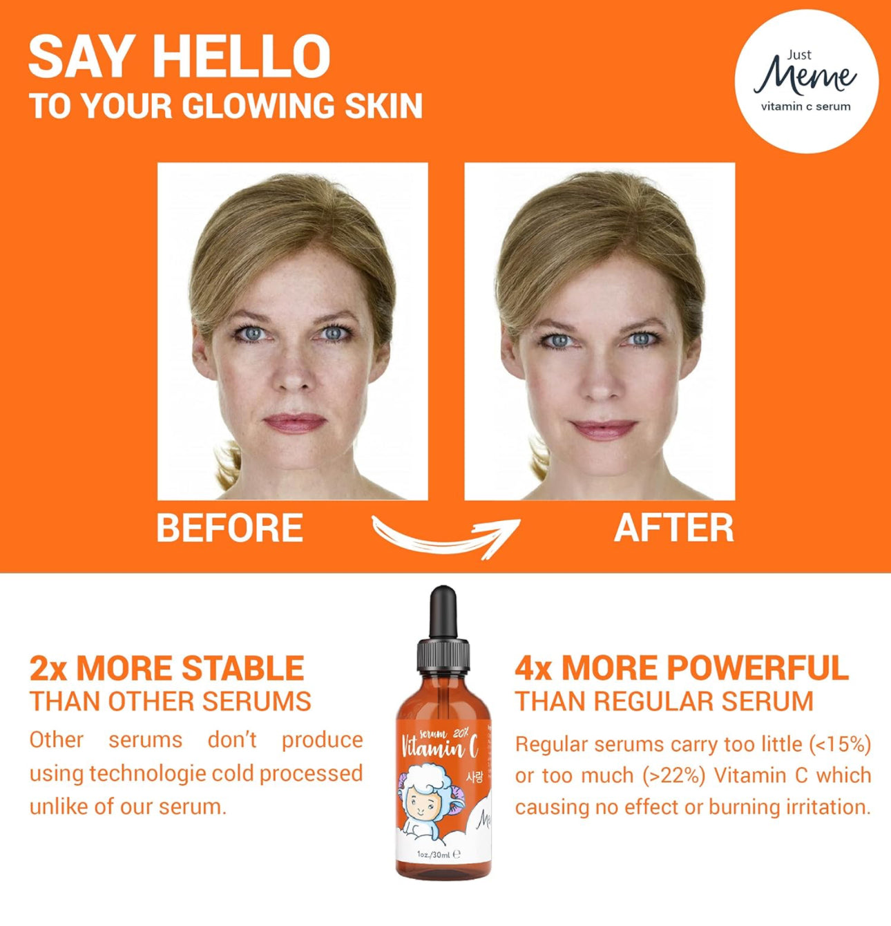 MeMe Vitamin C Serum for Face | Korean Skin Care with Hyaluronic Acid, Retinol & Vitamin E