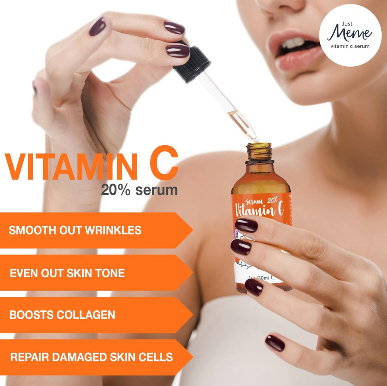 MeMe Vitamin C Serum for Face | Korean Skin Care with Hyaluronic Acid, Retinol & Vitamin E