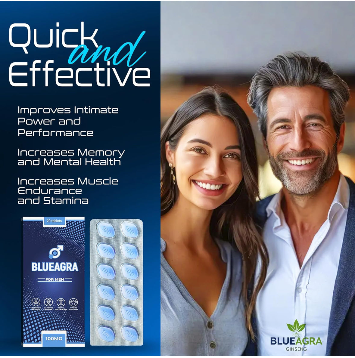 BLUEAGRA Extremely effective Male enhancement natural food supplement Made in UK