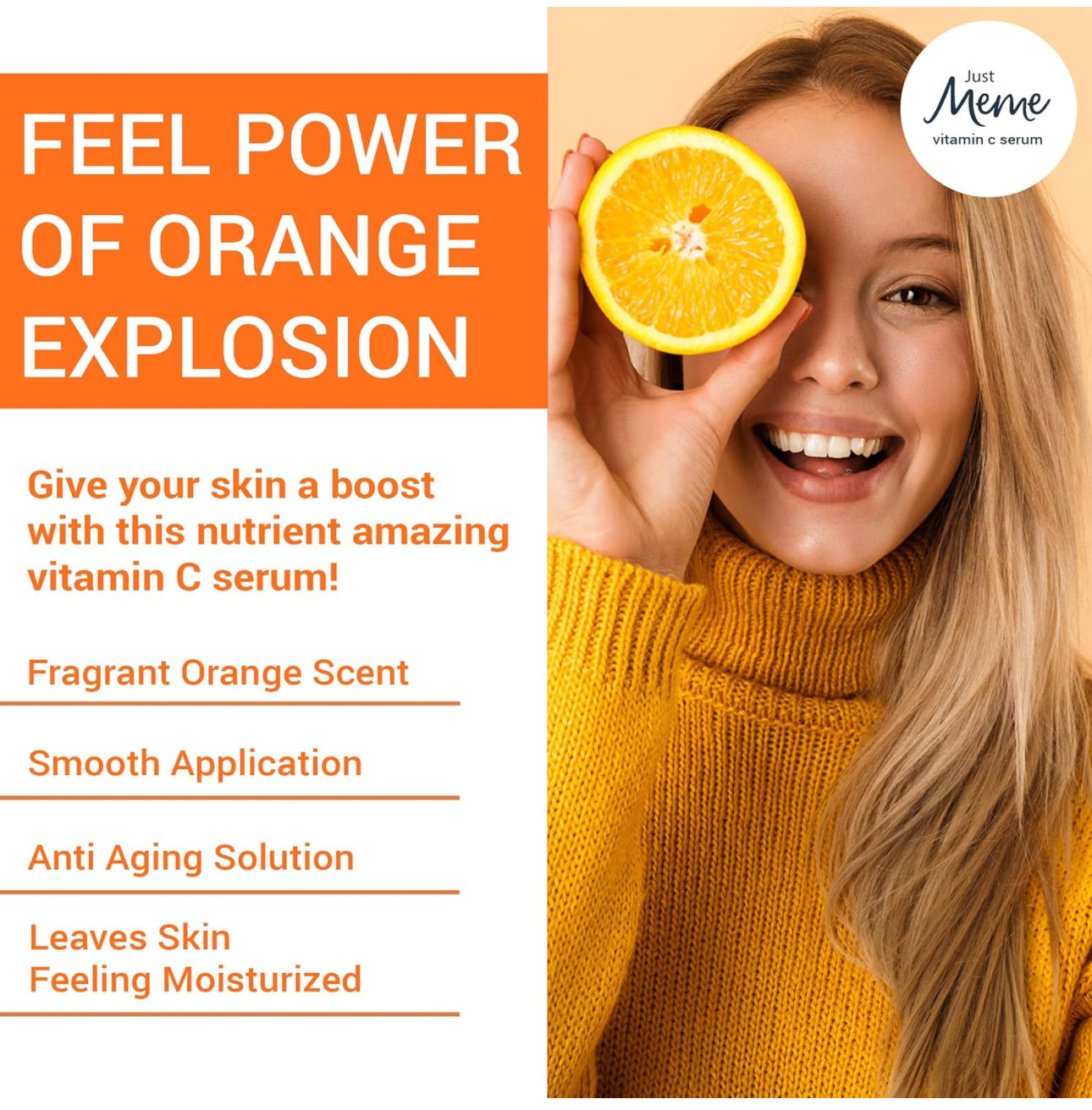 MeMe Vitamin C Serum for Face | Korean Skin Care with Hyaluronic Acid, Retinol & Vitamin E