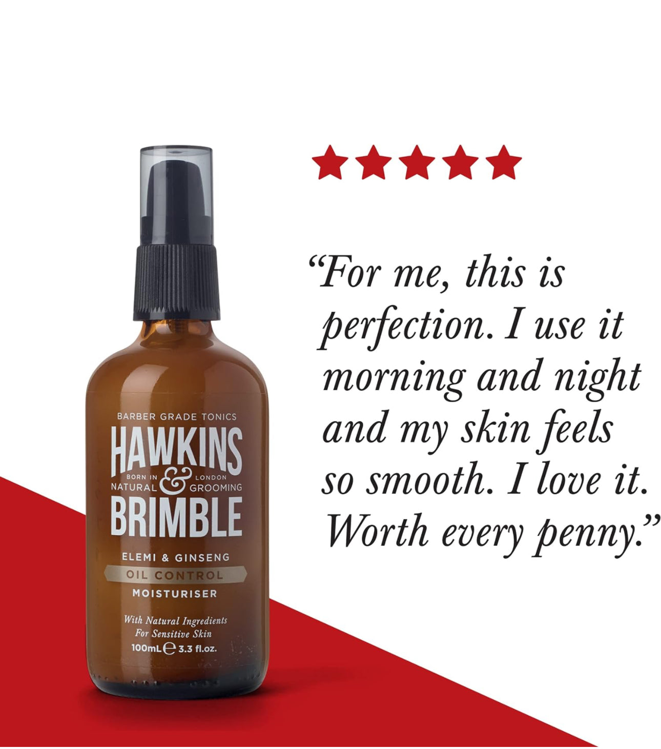 Hawkins & Brimble Oil Control Men’s Face Moisturiser, Sensitive Skin Moisturiser for Men with Natural Ingredients