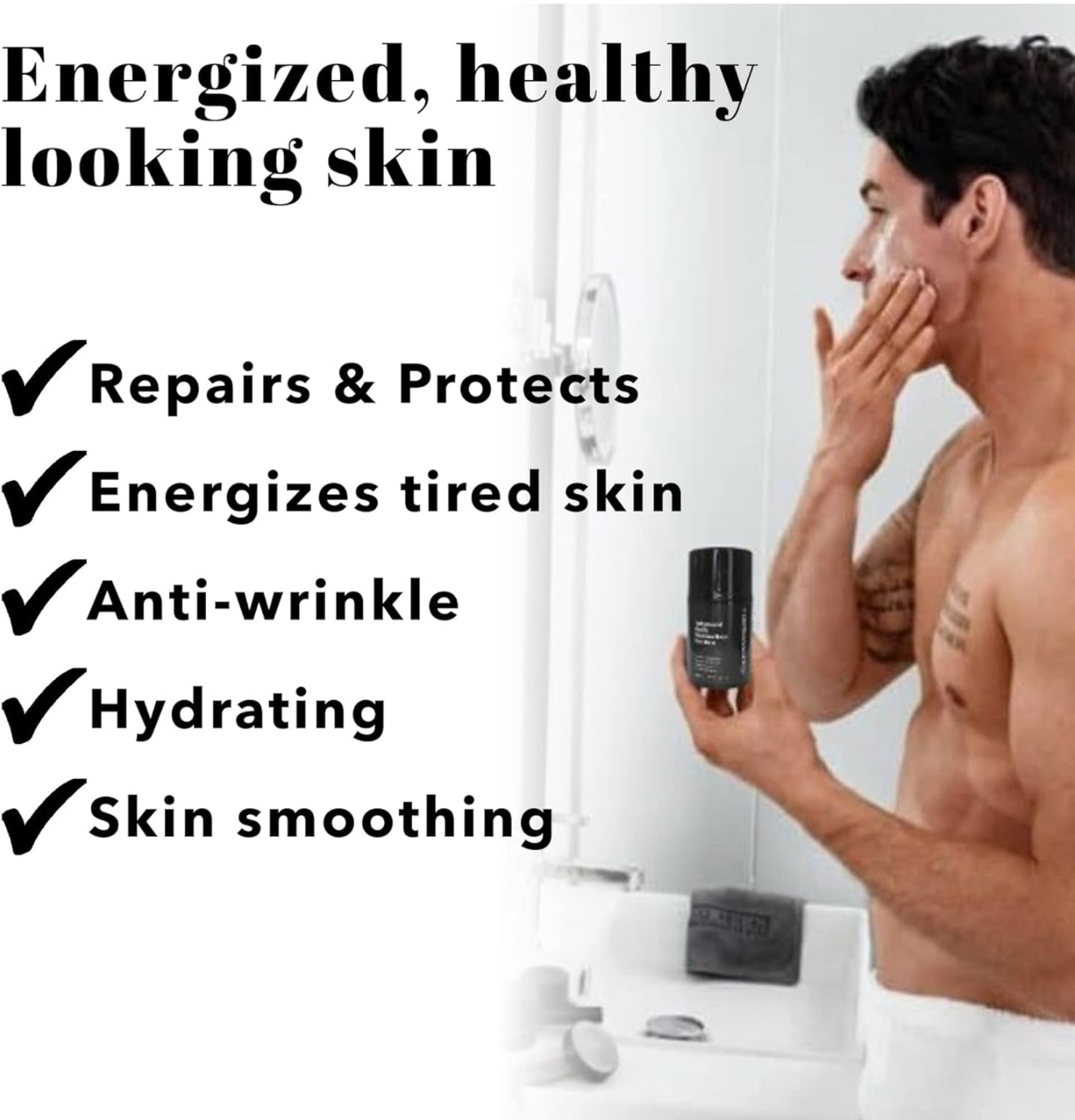 Mens Face Cream and Hydrating Moisturiser with Vitamin E and Hyaluronic Acid