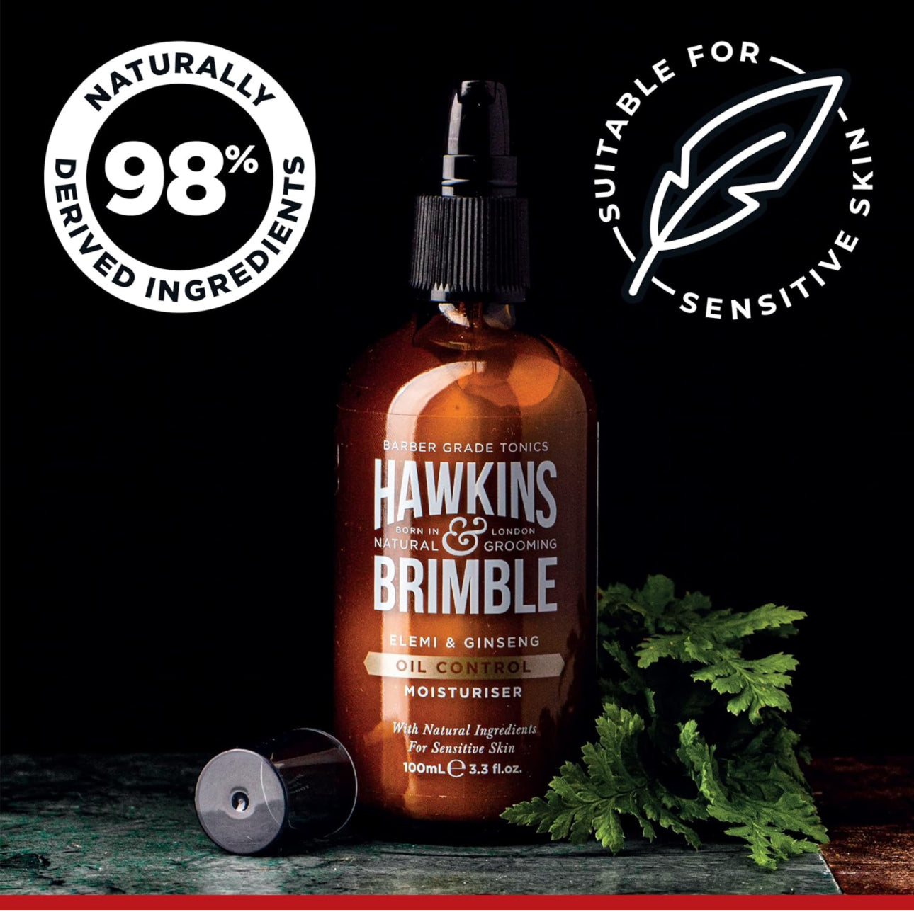 Hawkins & Brimble Oil Control Men’s Face Moisturiser, Sensitive Skin Moisturiser for Men with Natural Ingredients