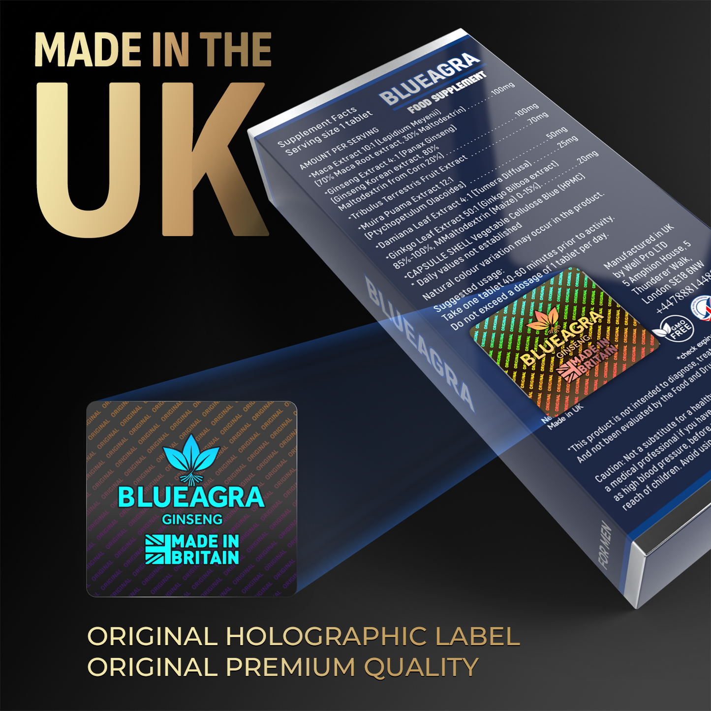 BLUEAGRA Extremely effective Male enhancement natural food supplement Made in UK