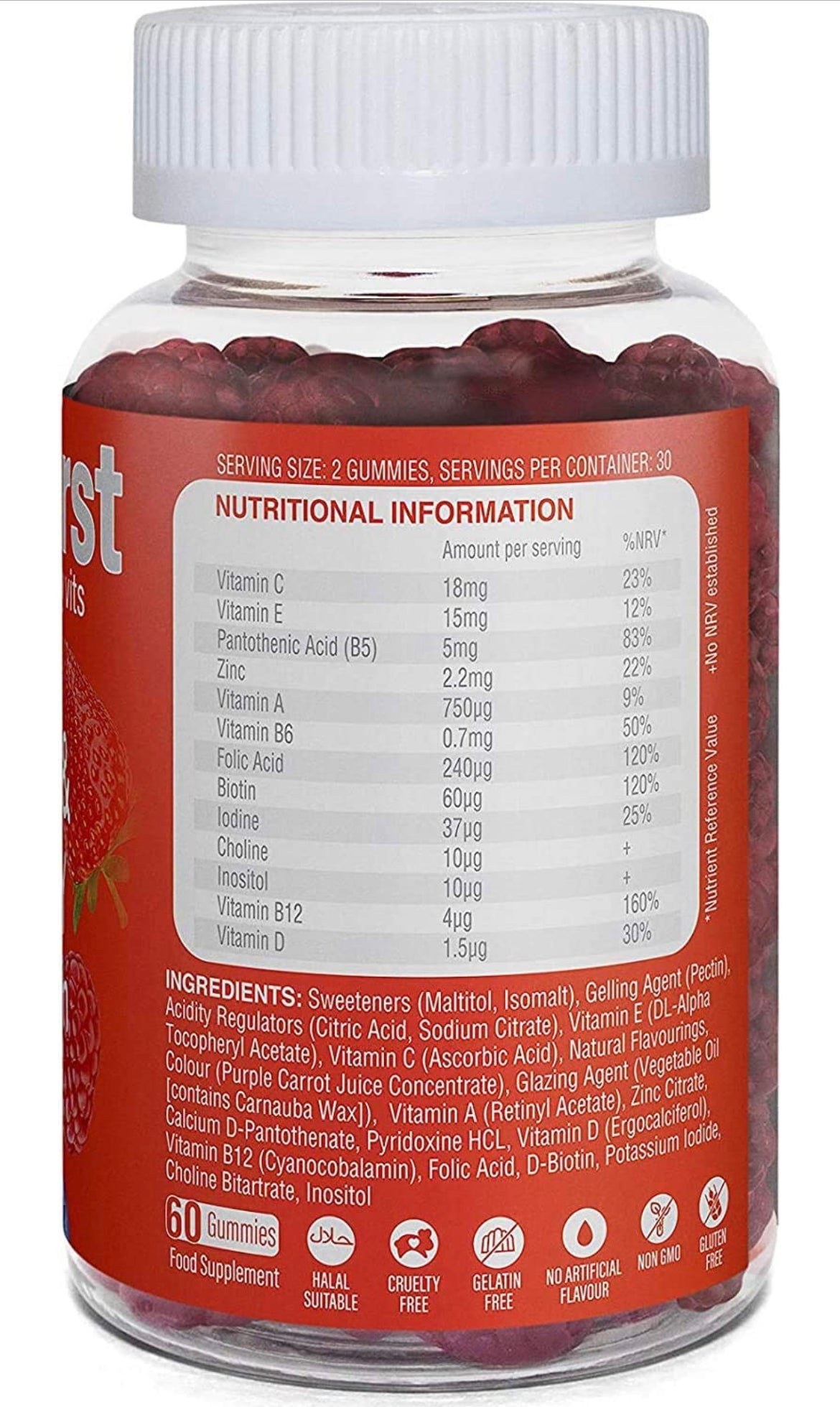 180 (pack of 3) gummy’s NUTRIBURST Multivitamins Health & Vitality Gummy, with Vitamin C B5 B6 B12 & D, Gummies