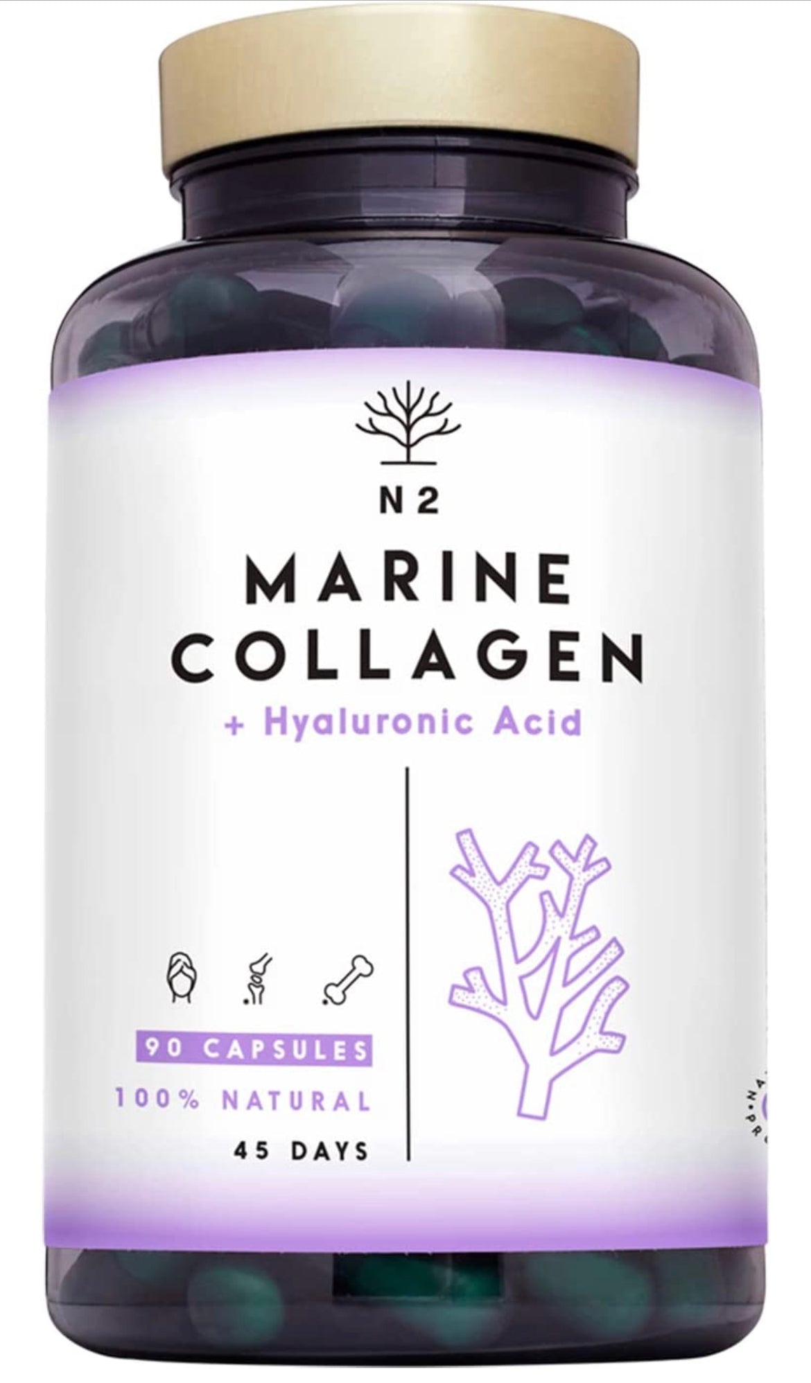 90 capsules Marine Collagen with Hyaluronic Acid for Skin Care, Hair Care, Joints. Magnesium, Vitamin C. Hydrolysed Collagen Supplements