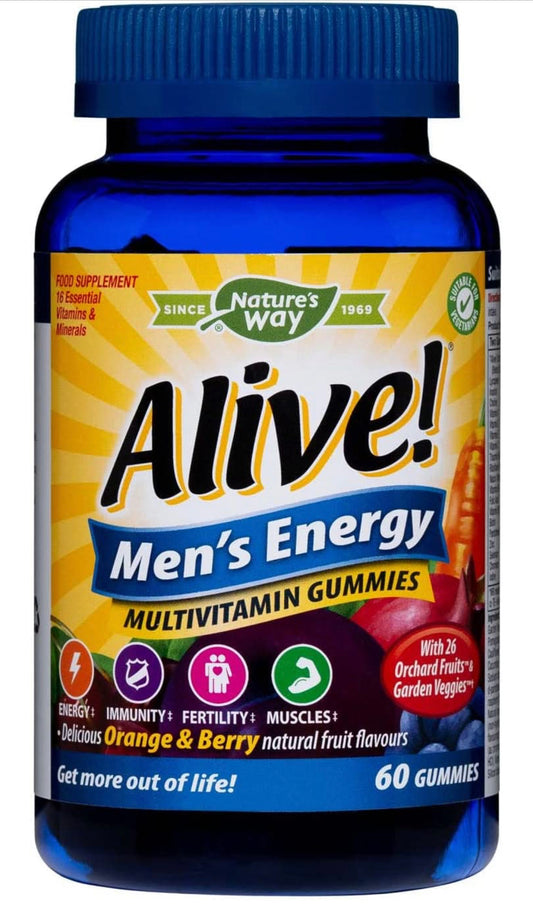 Alive! 60pc package Men's Energy Soft Jell Multivitamins | 60 Chewable Gummies